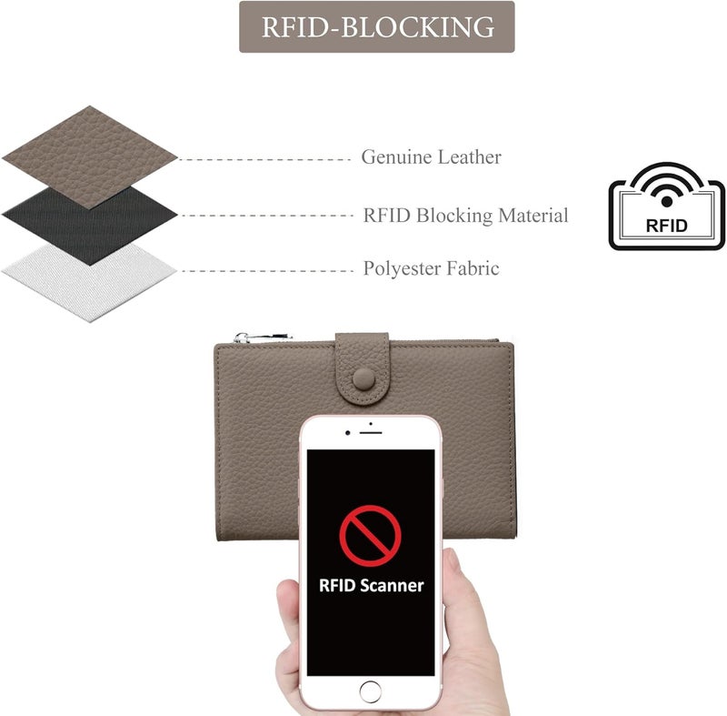 EutDett حافظة جواز سفر جلدية للسفر للنساء، محافظ جواز سفر RFID، محفظة سفر مدمجة مع جيب بسحاب للعملات وفتحات SIM، غلاف جواز سفر للسيدات - Image 3